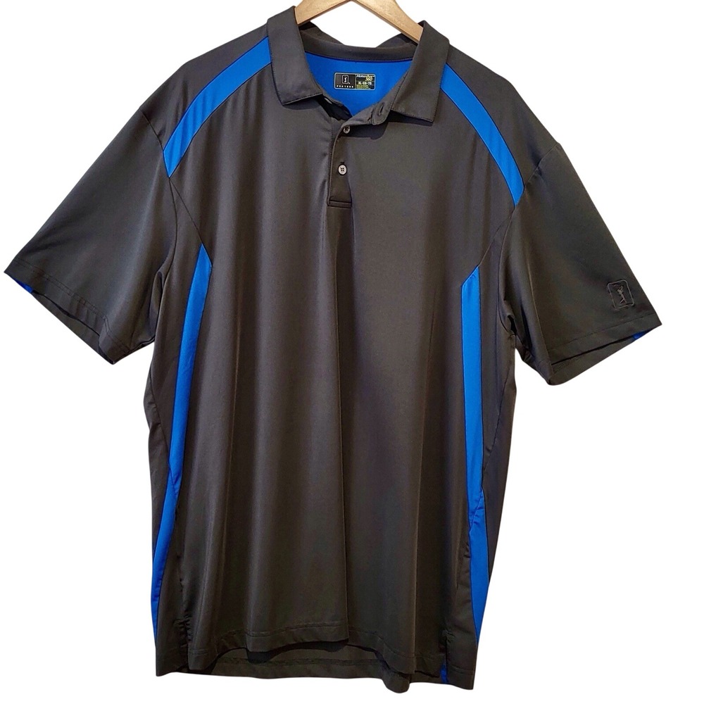 Official PGA Tour Wear Men's Polo‎ XL Black w/ Blue w/PGA Logo on Left Sleeve